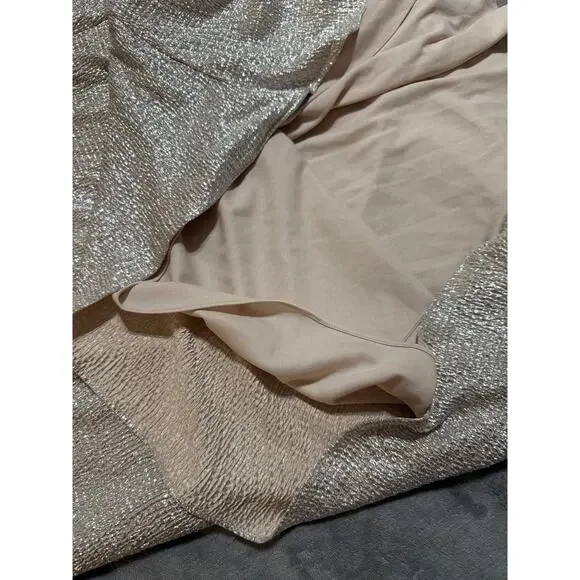 NWT Dessy Formal Maxi Dress One Shoulder TWIST METALLIC GOWN Rose Gold Size 0 - Picture 11 of 11